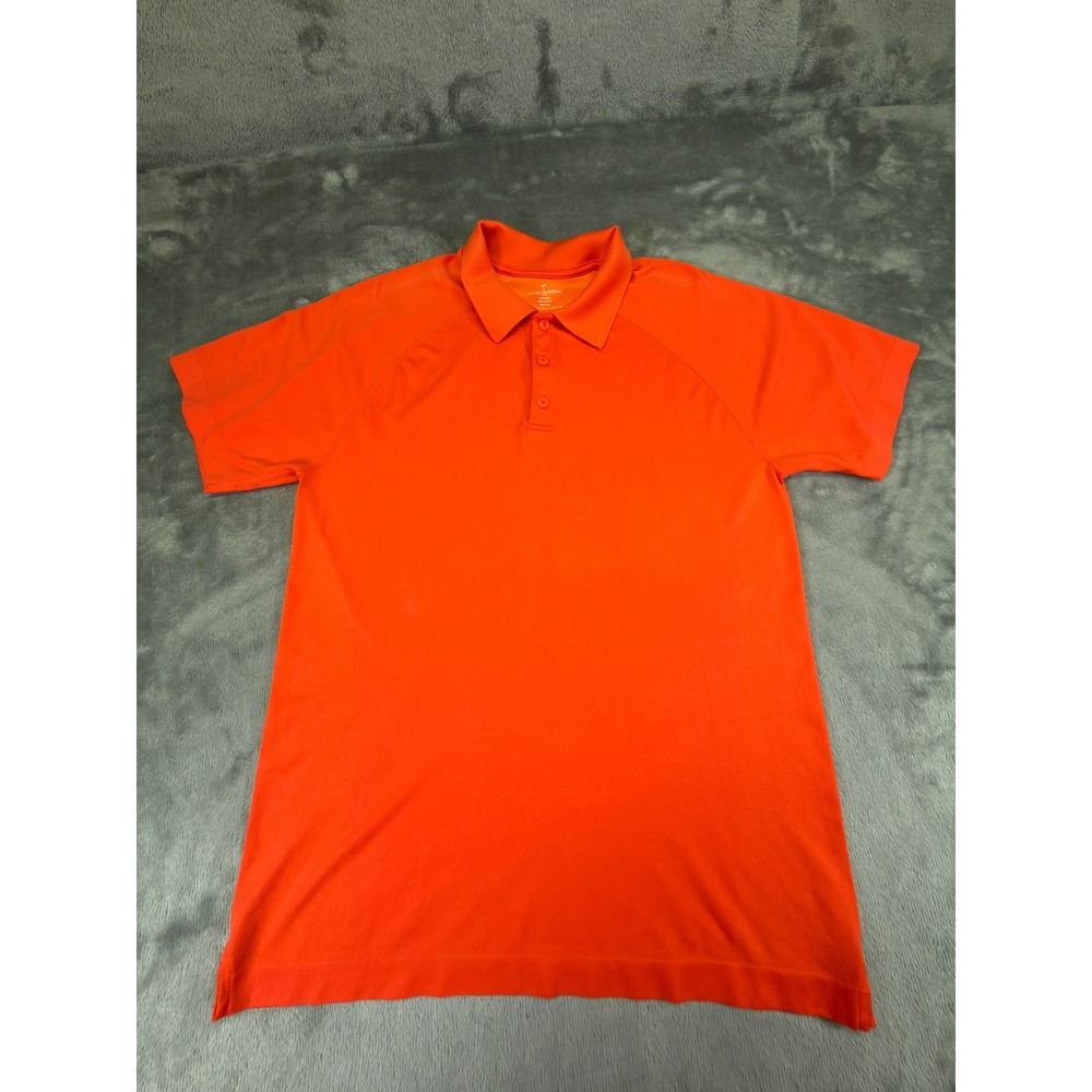 Fabletics Mens Short Sleeve Performance Polo Shirt Orange Size M Athletic Golf